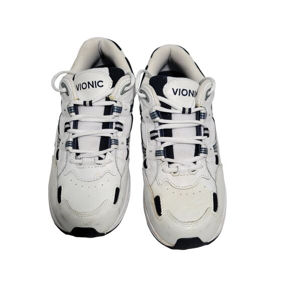 Vionic Other - Vionic Men's White Walker Leather Sneakers With Navy Accent Size 8M  102125-2814
